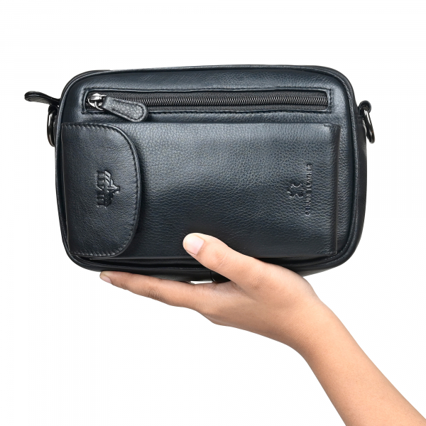 Leder Handgelenktasche für Unisex aus Rindleder 23- (147A) Herrentasche echtes Leder Tasche Bag Neu